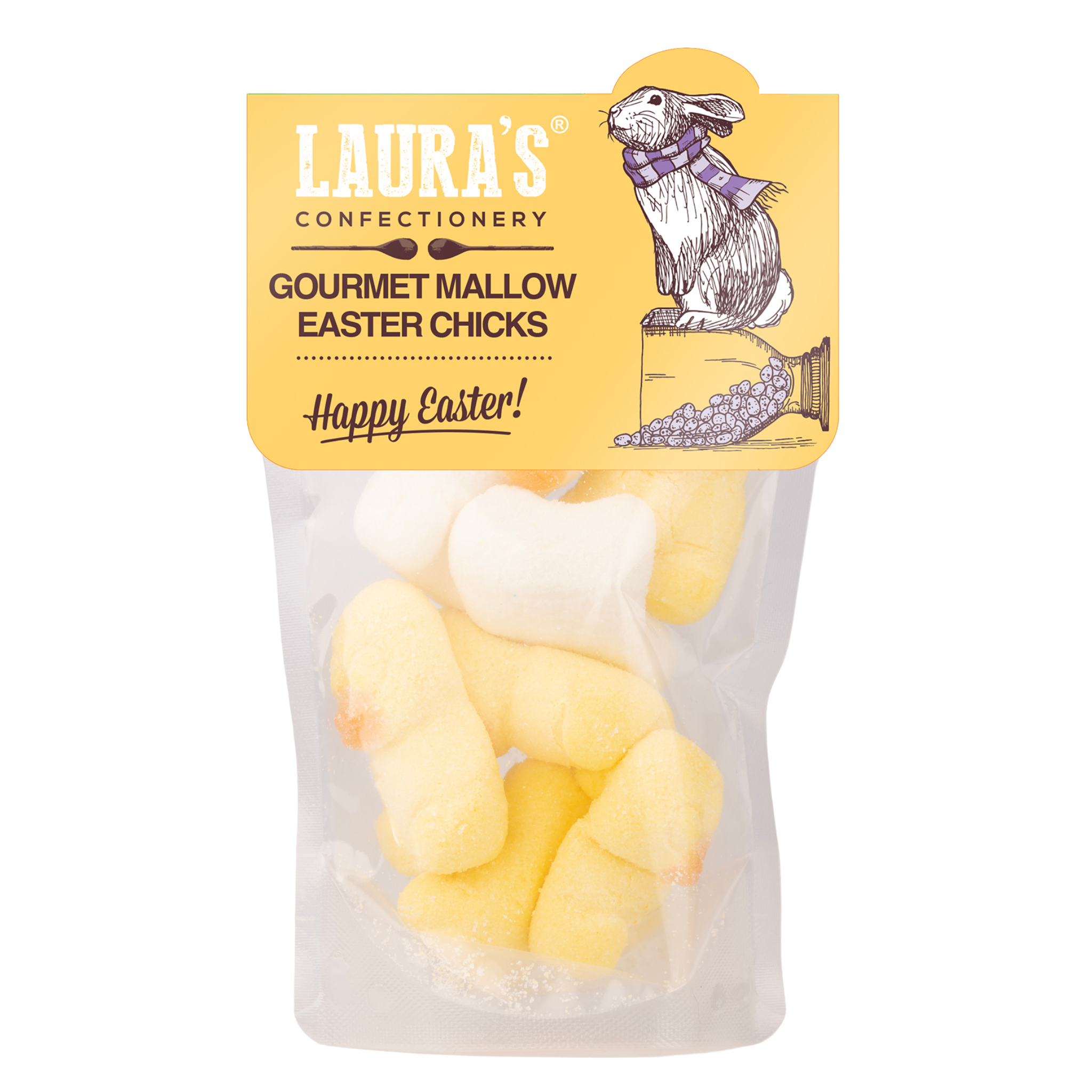 Laura's Gourmet Easter Chick Marshmallows Pouch - 60g