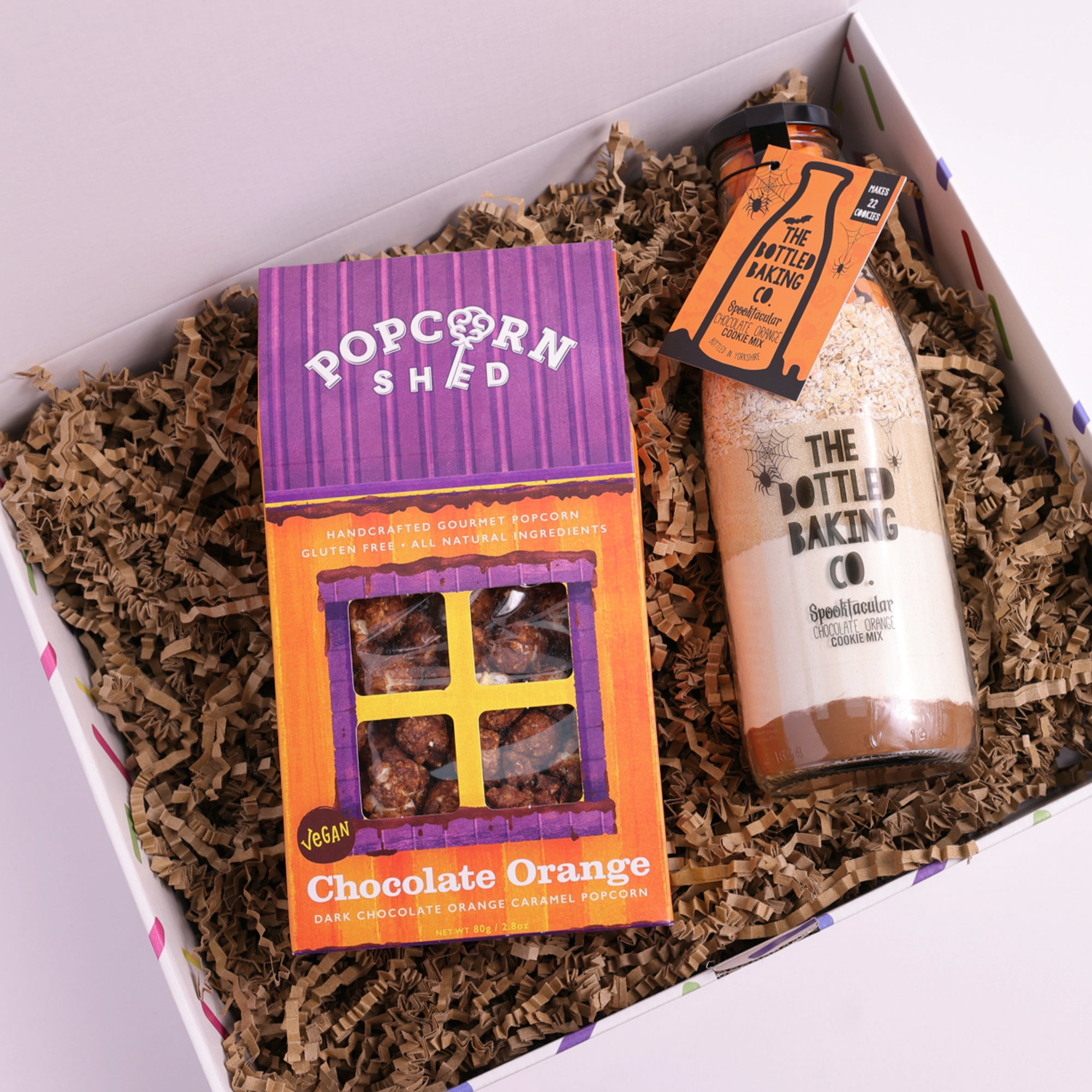 Orange Popcorn and Cookie Gift Box