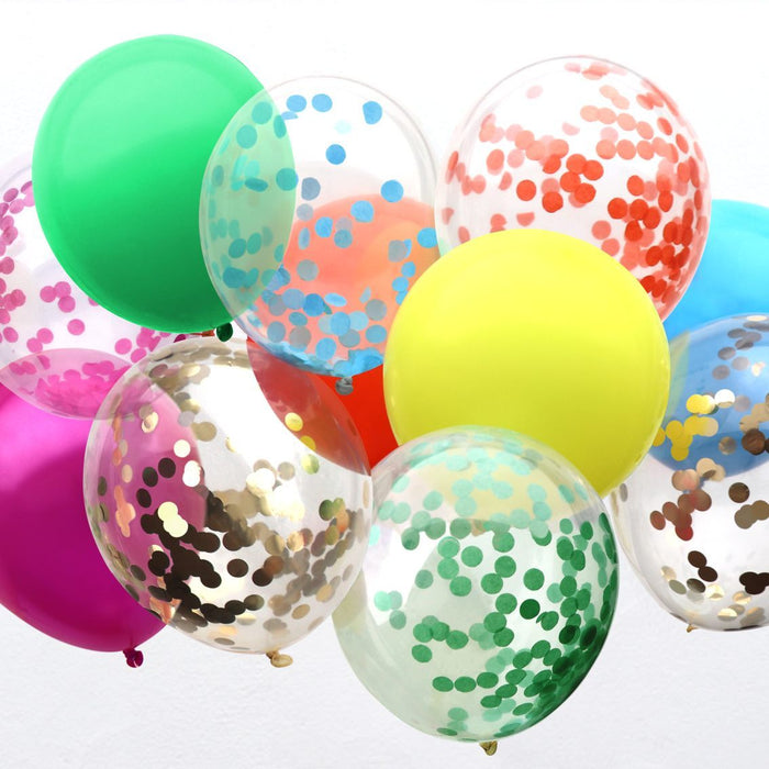 Rainbow Confetti Balloons - Pack of 12