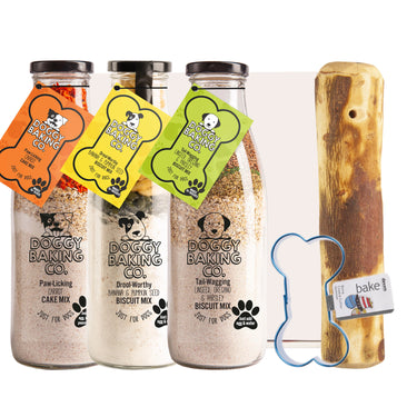 Ultimate Doggy Baking Bottles, Bone Cutter & Olivewood Chew in a Gift Box - Baking Mix - Bottled Baking Co