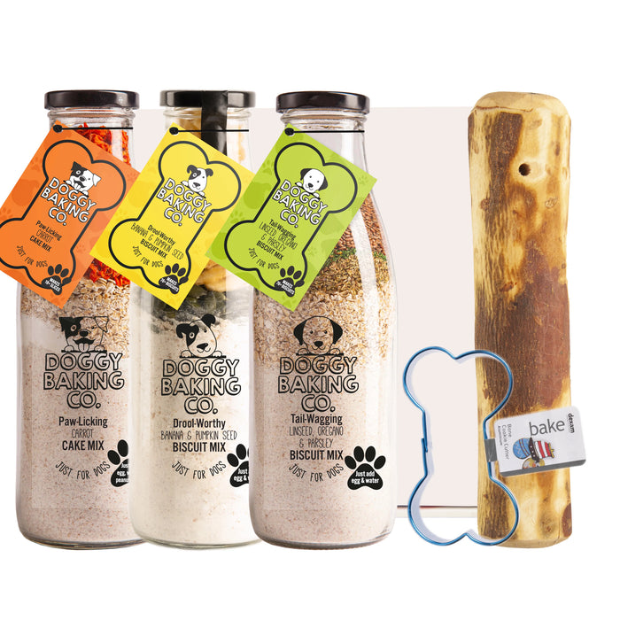 Ultimate Doggy Baking Bottles, Bone Cutter & Olivewood Chew in a Gift Box - Baking Mix - Bottled Baking Co