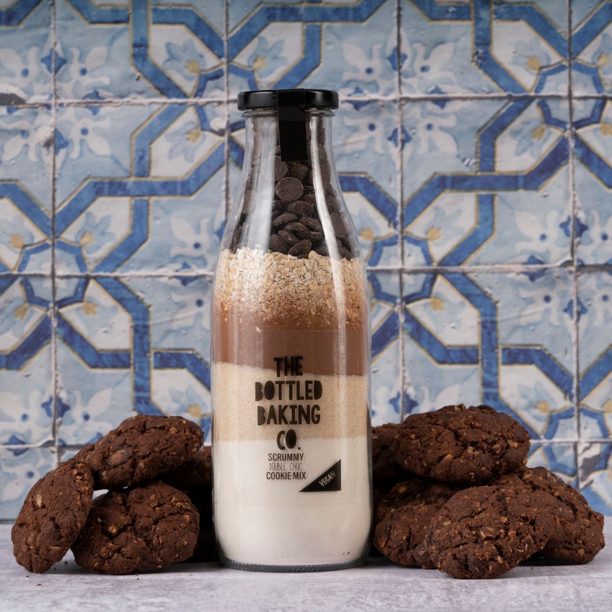 Double Choc Chip Cookie (Vegan) Mix in a Bottle 750ml - Cookie Mix - Bottled Baking Co