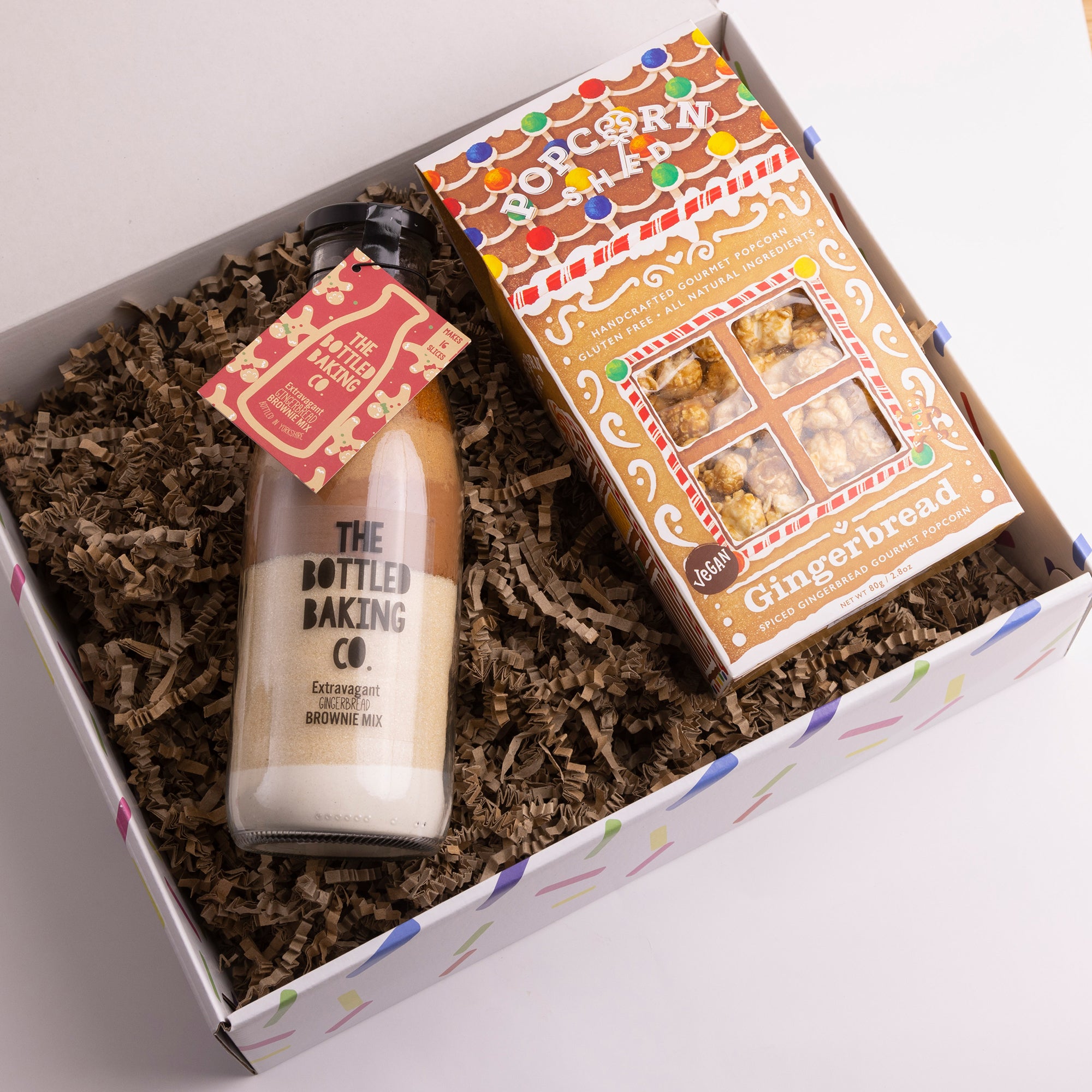 Gingerbread Brownie and Popcorn Gift Box - Cake Mix - Bottled Baking Co