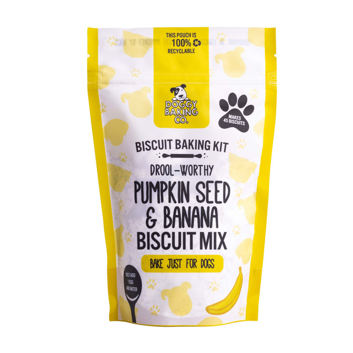 Pumpkin Seed & Banana Dog Treat Biscuit Mix in a Pouch - Cookie Mix - Bottled Baking Co