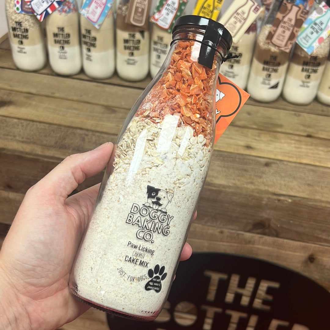 Shaken Up Paw-licking Carrot Cake Doggy Baking Co Cake Mix in a Bottle - Baking Mix - Bottled Baking Co