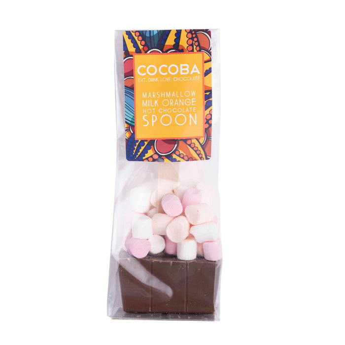 Cocoba Chocolate Orange Hot Chocolate Spoon With Marshmallows - Confectionery - Bottled Baking Co